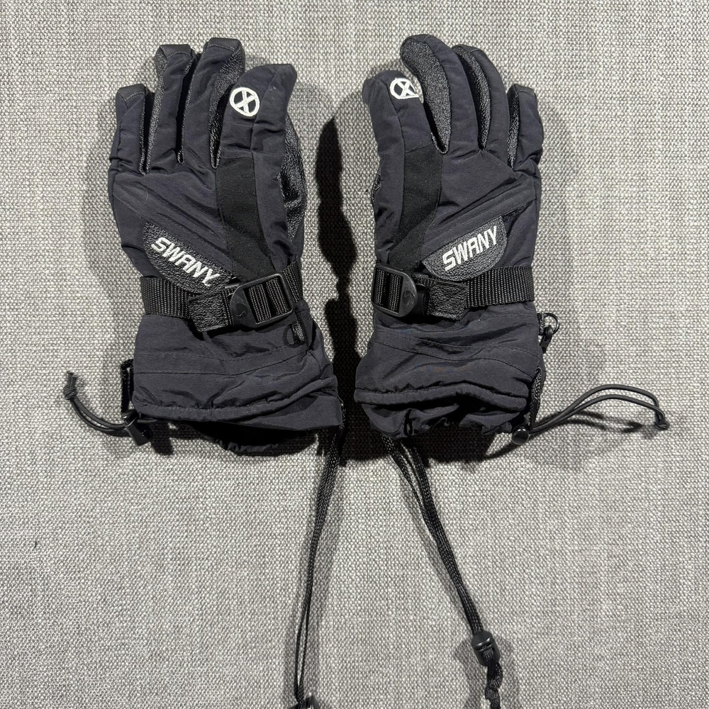 Swany Ski Gloves Youth Medium M 7-8 Black Boys Snow Winter Insulated Gripper